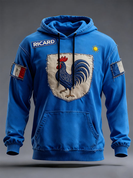 Męska francuska flaga Ricard Casual Bluza z kapturem