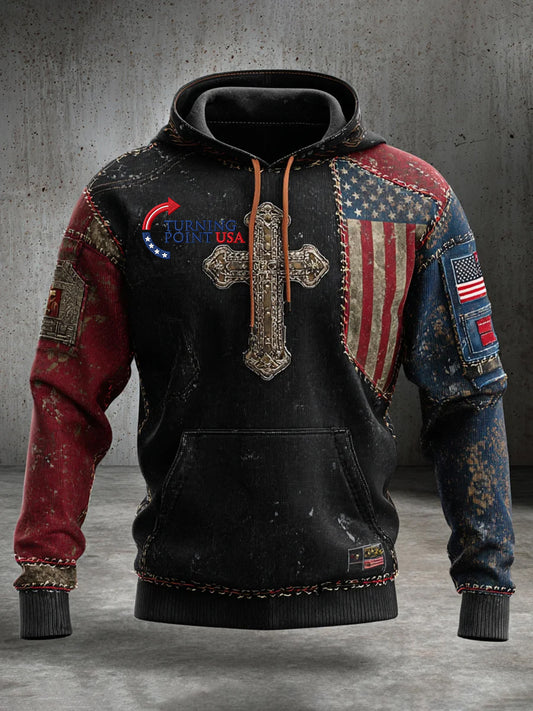 Męska bluza z długim rękawem „ Wolność nie jest darmowa ”z nadrukiem amerykańskiej flagi