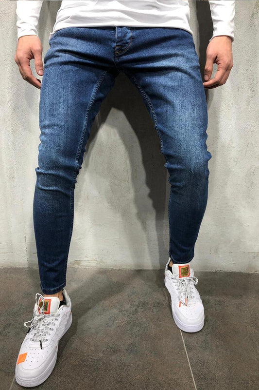 Męskie nieformalne, elastyczne dżinsy w jednolitym kolorze