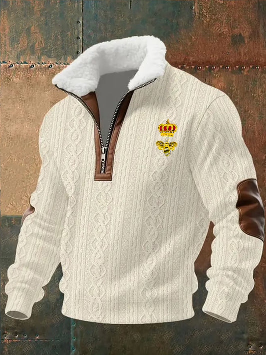 Męska koszulka retro biznesowa na co dzień z grubią bluzą