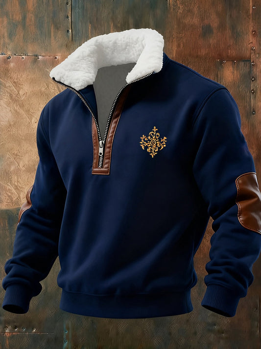 Męska koszulka retro biznesowa na co dzień z grubią bluzą