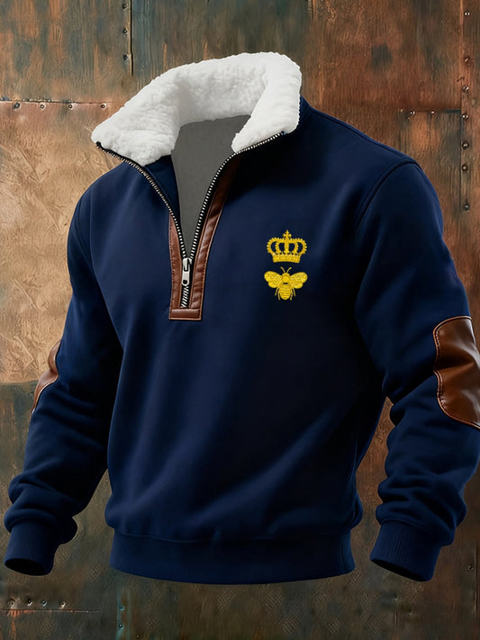 Męska koszulka retro biznesowa na co dzień z grubią bluzą