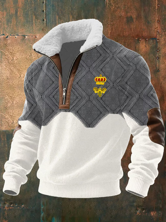 Męska retro biznesowa, na co dzień, pogrubiona bluza