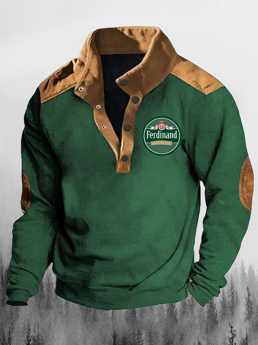 Ferdinand Spirits Culture Printed Lapel Stand Collear Lapel Guzik luźna bluza