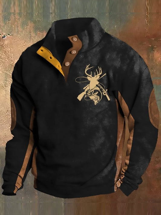 Łoś Polowanie na Łosia Wydrukowany Klapa Guzik Henry Kołnierzyk Podeszwa Bluza