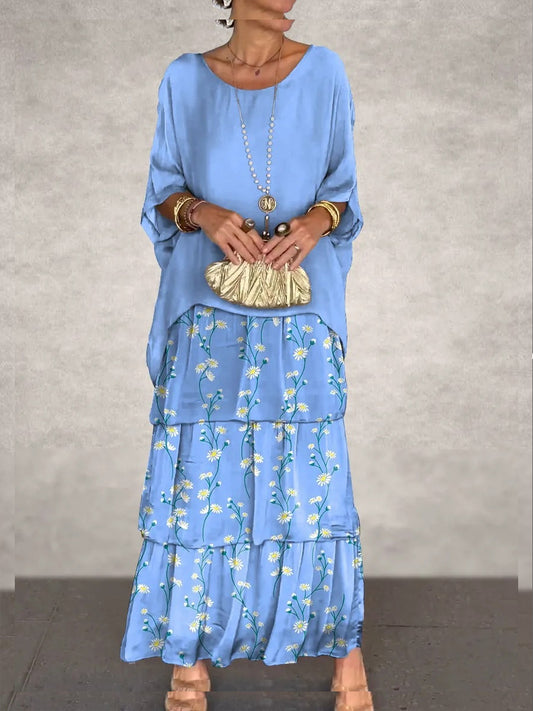 Damska sukienka maxi z nadrukiem w kwiaty w stylu vintage