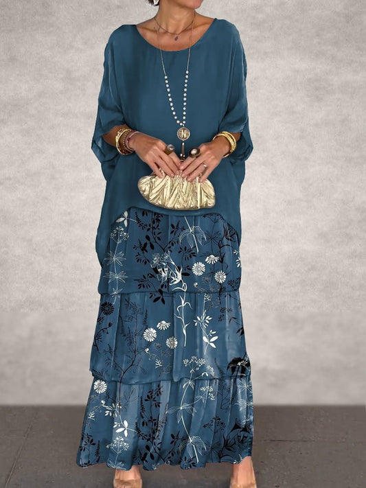 Damska sukienka maxi z nadrukiem w kwiaty w stylu vintage