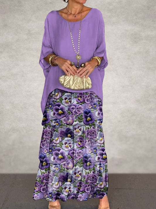 Damska sukienka maxi z nadrukiem w kwiaty w stylu vintage