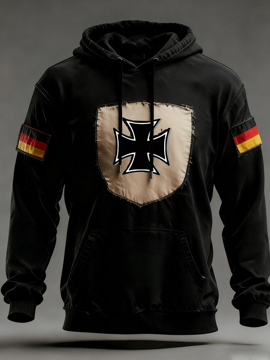 Męska bluza z kapturem w stylu vintage z niemiecką flagą