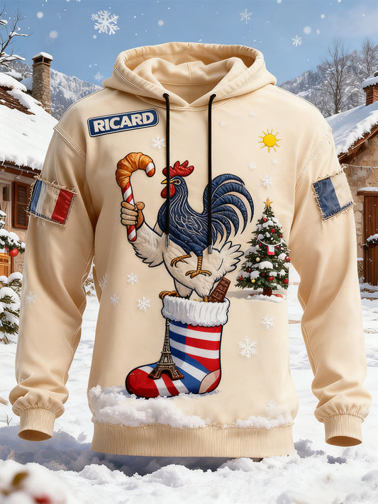 Męska francuska flaga Ricard Casual Bluza z kapturem