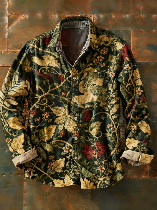 Męska koszulka z długim rękawem w stylu retro w stylu abstrakcyjnym