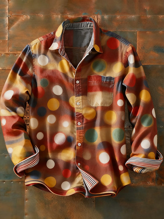 Męska koszulka z długim rękawem w stylu retro w stylu abstrakcyjnym