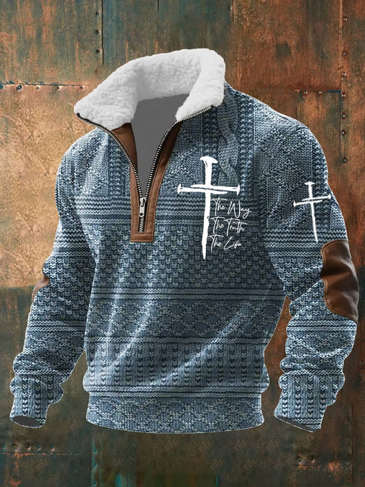 Męska bluza z kołnierzem w stylu vintage Art Faith Casual
