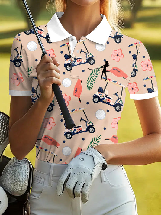 Damska koszulka polo z nadrukiem abstrakcyjnym Golf