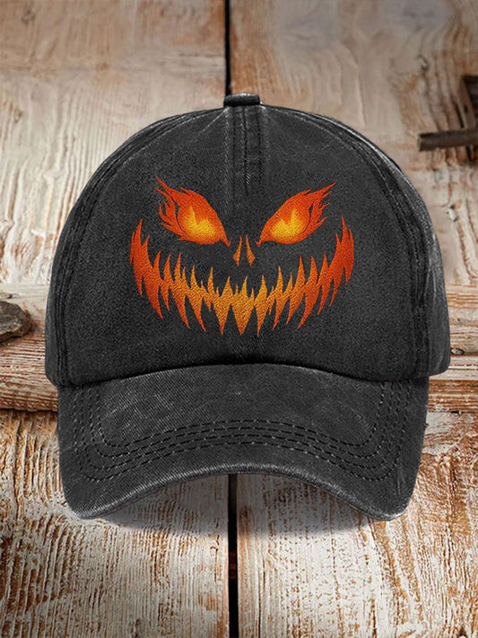 Kapelusz kwiatowy z nadrukiem na Halloween Unisex Wicked Pumpkin Smiley Face