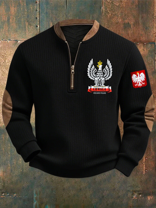 Bluza z kapturem w stylu retro z białym orłem