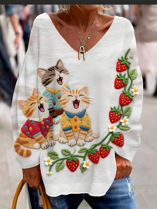 Damski Vintage Animal Print Wygodny Casual Top