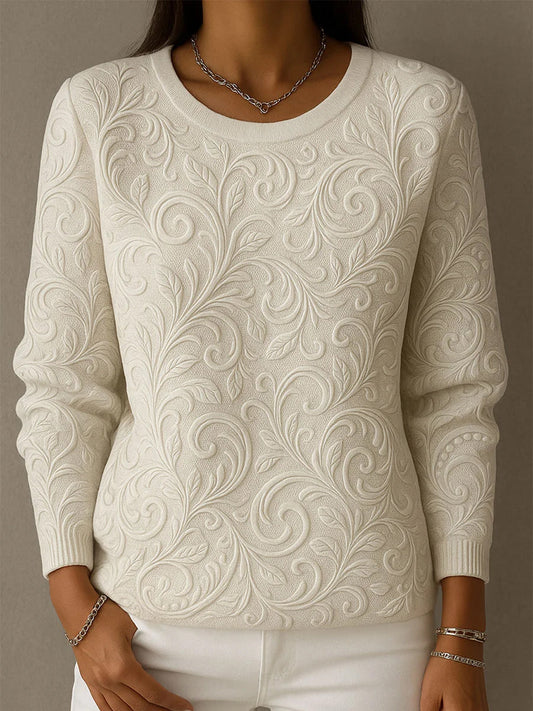 Komfortowy sweter na co dzień dla kobiet w stylu vintage z kwiatowym nadrukiem
