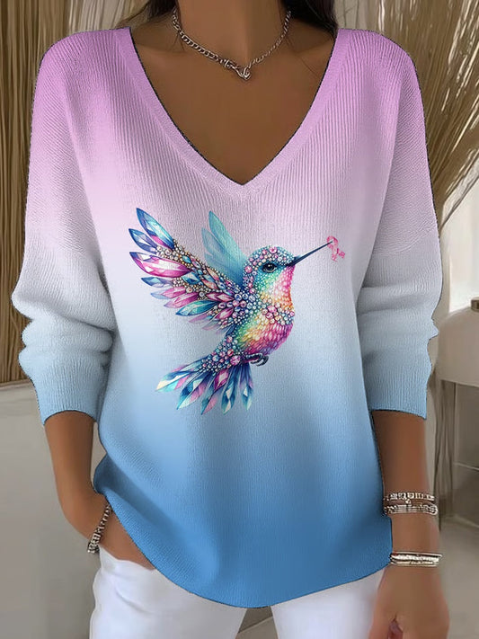 Damski Retro Print Wygodny Casual Top