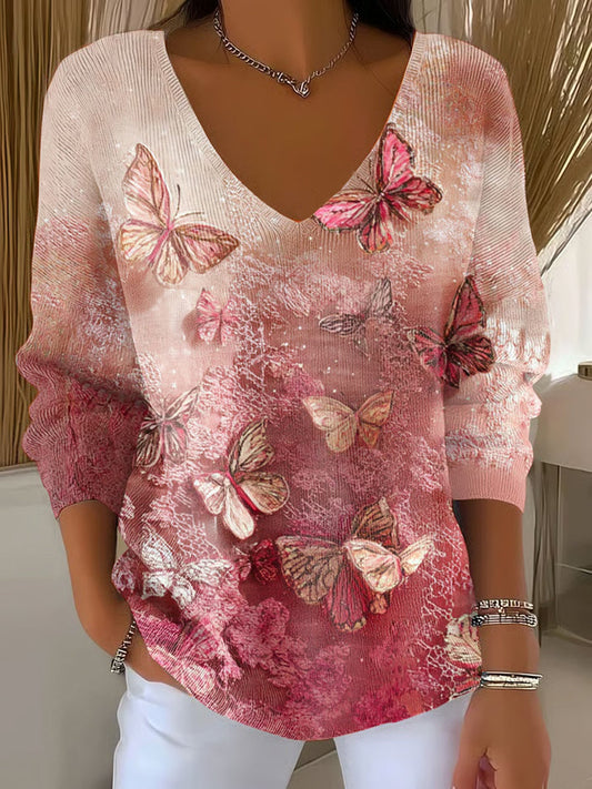 Damski Retro Print Wygodny Casual Top