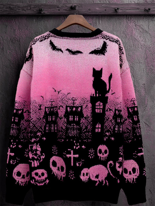 Damski sweter w stylu vintage z nadrukiem zwierzęcym Comfort