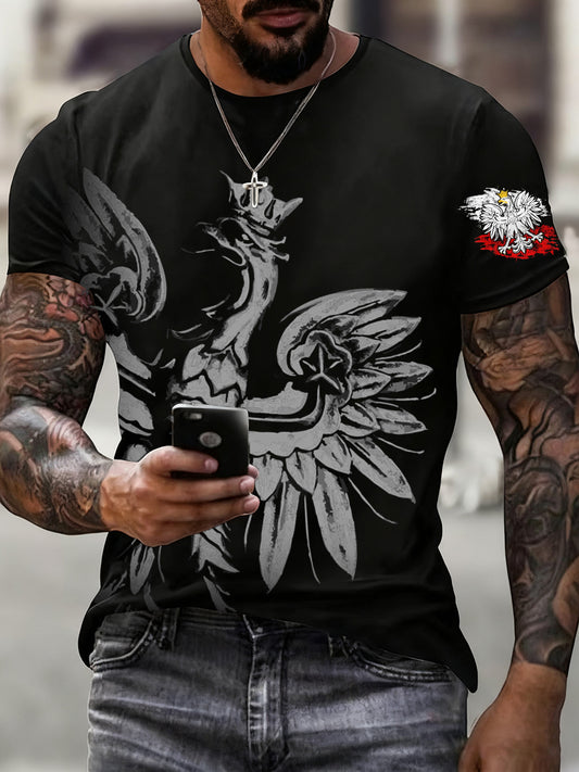 Męska koszulka z nadrukiem w stylu vintage z polską flagą