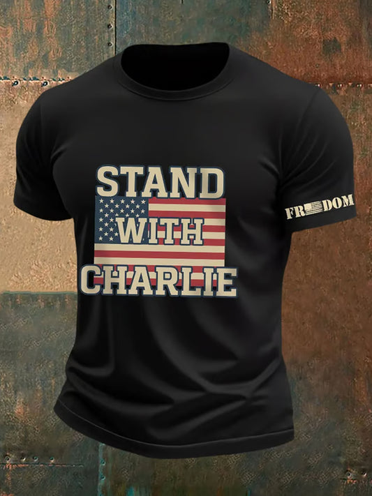 Męska koszulka pamiątkowa Charlie Kirk Turning Point USA Trump