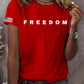 Damska pamiątkowa koszulka z nadrukiem z amerykańską flagą wolności