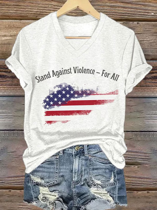 Damska pamiątkowa koszulka z nadrukiem z amerykańską flagą wolności