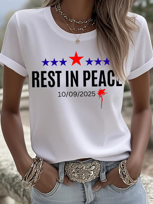 Damska pamiątkowa koszulka z nadrukiem z amerykańską flagą wolności