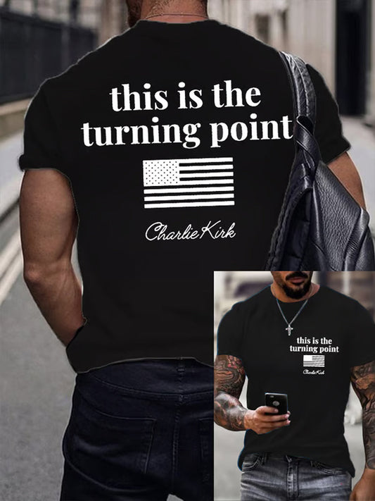 Męska koszulka pamiątkowa Charlie Kirk Turning Point USA Trump