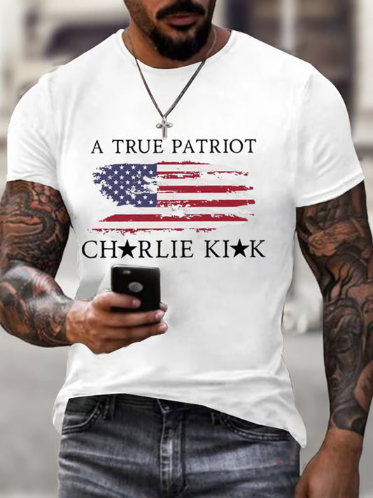 Męska koszulka pamiątkowa Charlie Kirk Turning Point USA Trump
