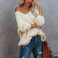 ✨Damski sweter z odkrytymi ramionami Luźny, lekki sweter rozpinany Top