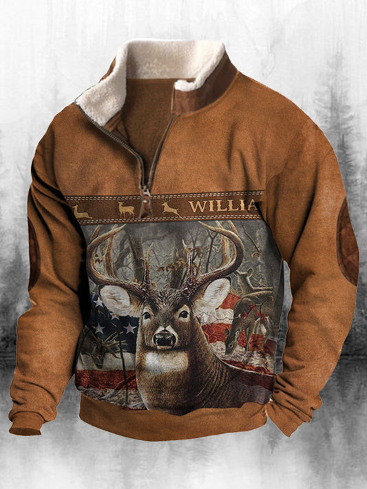 Męska koszulka z długim rękawem w stylu retro z wysokim dekoltem w stylu zachodnim