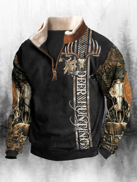 Męska koszulka z długim rękawem w stylu retro z wysokim dekoltem w stylu zachodnim