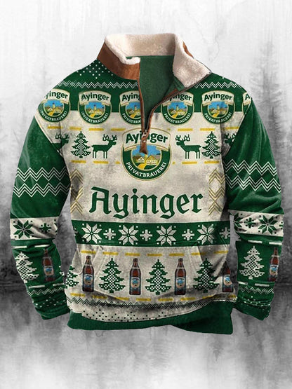 Męska koszulka z długim rękawem w stylu retro z wysokim dekoltem