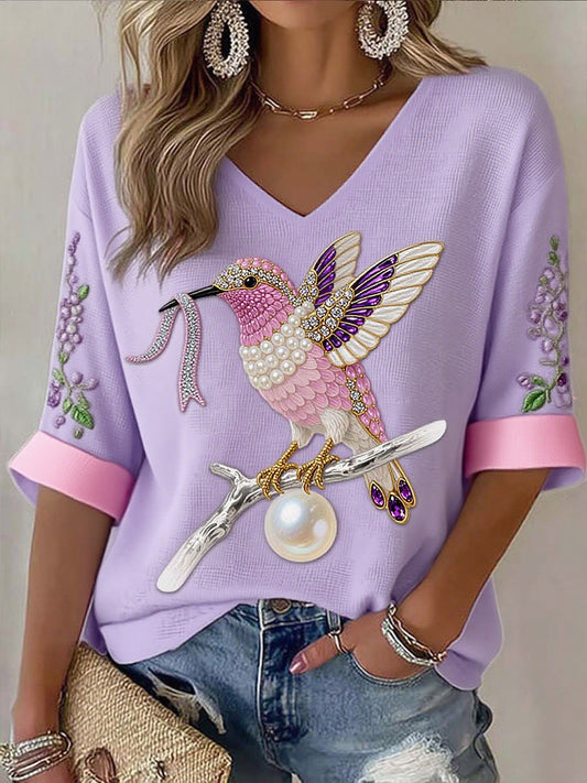 Damska wstążka z rakiem piersi z nadrukiem bawełnianym top