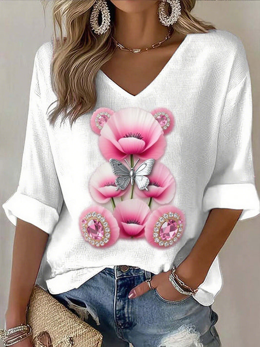 Damska wstążka z rakiem piersi z nadrukiem bawełnianym top