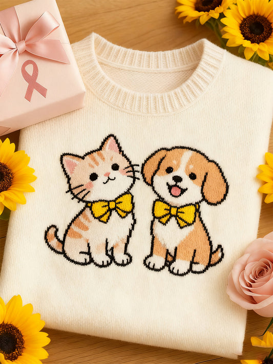 Damski artystyczny top z nadrukiem zwierzęcym Comfort z krótkim rękawem