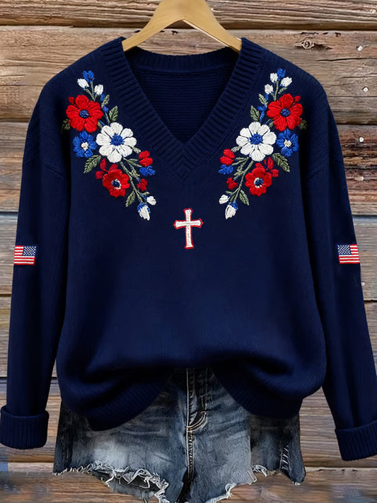 Damski sweter w stylu vintage Faith Print