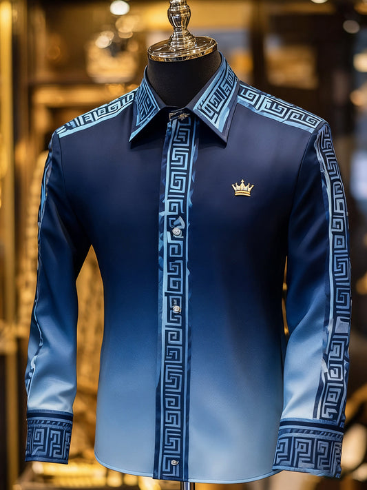 Męska biznesowa luksusowa koszula z długim rękawem w stylu biznesowym