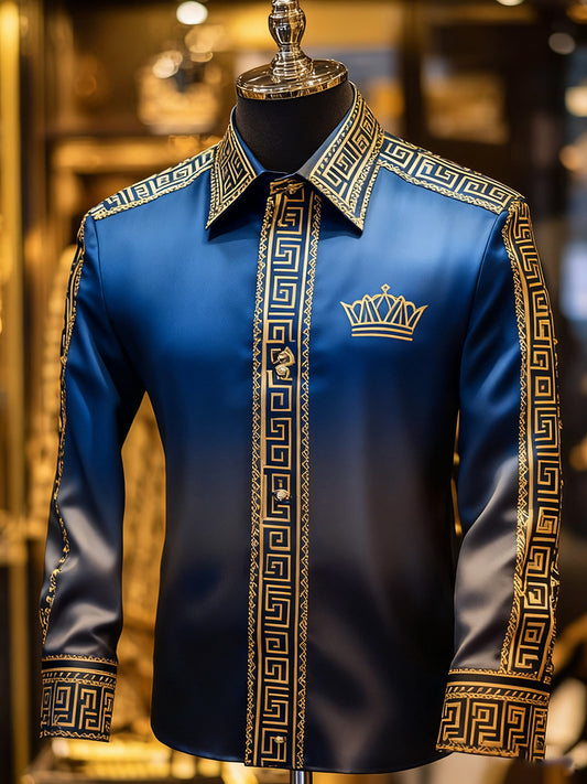 Męska biznesowa luksusowa koszula z długim rękawem w stylu biznesowym