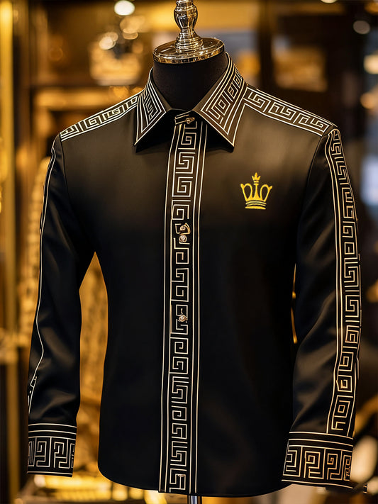 Męska biznesowa luksusowa koszula z długim rękawem w stylu biznesowym