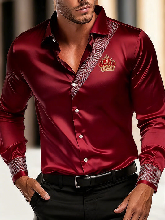 Męska biznesowa luksusowa koszula z długim rękawem w stylu biznesowym