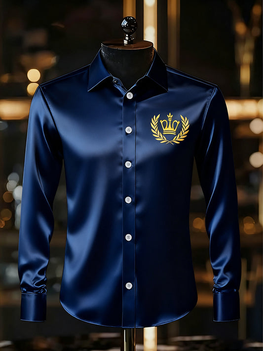 Męska biznesowa luksusowa koszula z długim rękawem w stylu biznesowym