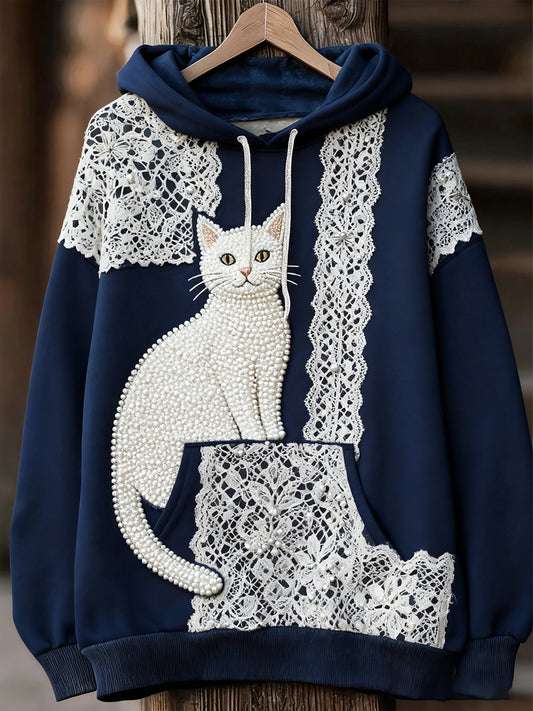 Unisex Animal Art Print Casual Vintage Bluza z kapturem