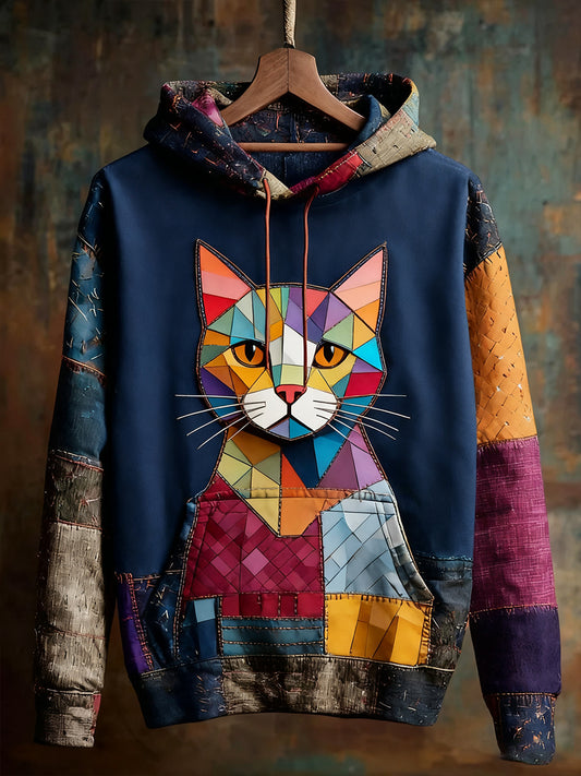 Unisex Animal Art Print Casual Vintage Bluza z kapturem