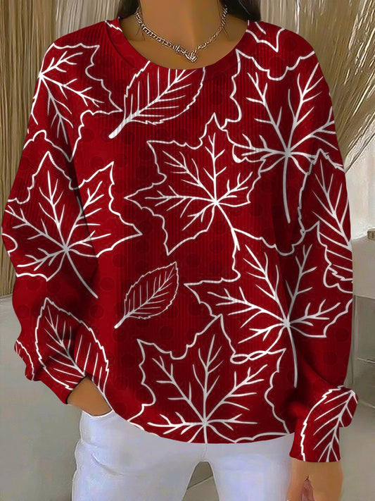 Damskie Święto Dziękczynienia Maple Leaf Casual Crewneck Pullover