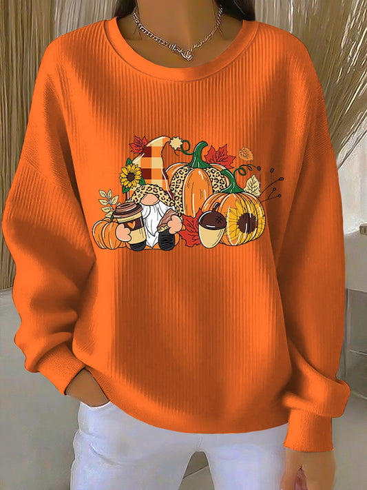 Damskie Święto Dziękczynienia Mini Pumpkin Casual Pullover Crewneck