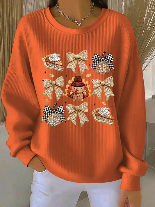 Damskie Święto Dziękczynienia Pumpkin Art Casual Crewneck Pullover